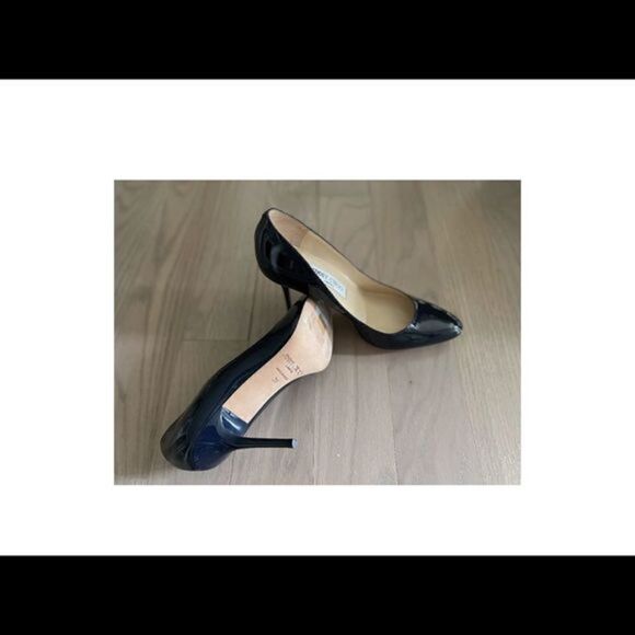Jimmy Choo dark teal blue patent leather high heels - Picture 1 of 3